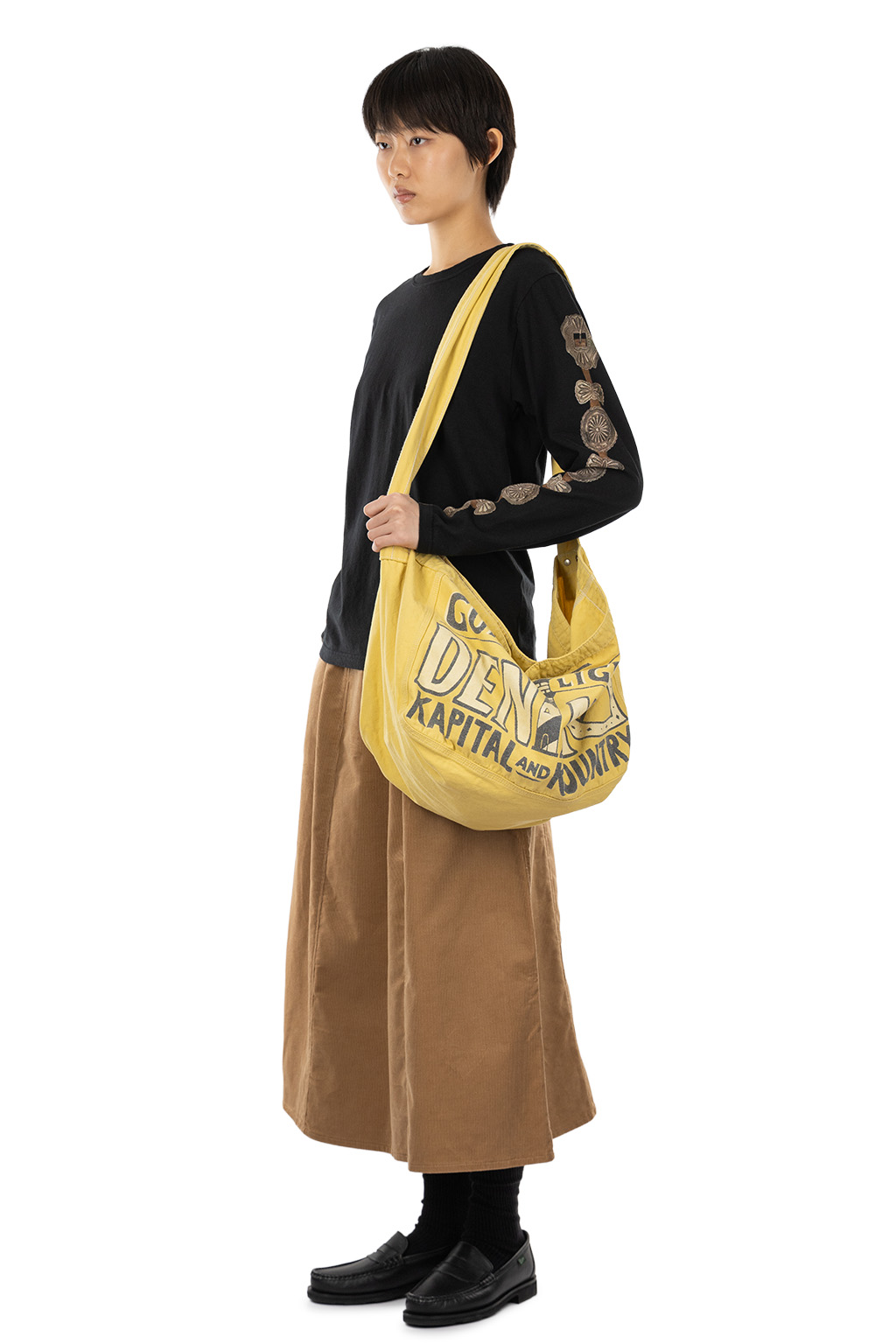 Kapital - 20/-Jersey Long Sleeve T (Concho Belt Sleeve) - Black