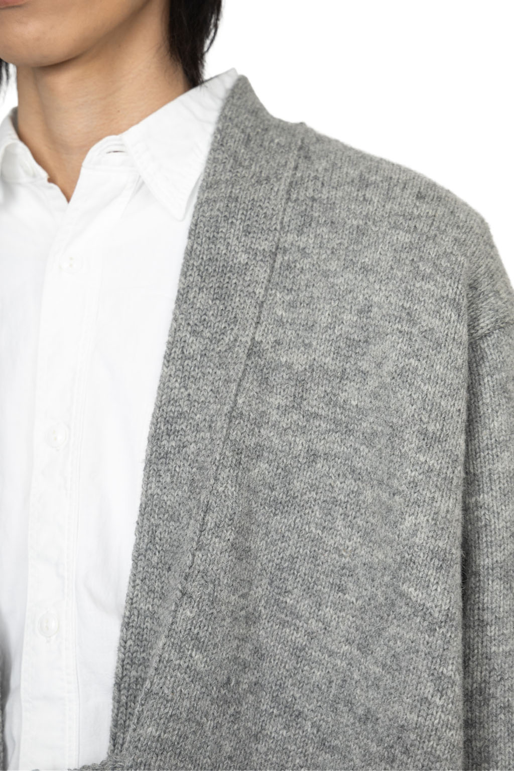Kapital - 5G Wool Drop-Stich Argyle Knit Cardigan-Grey