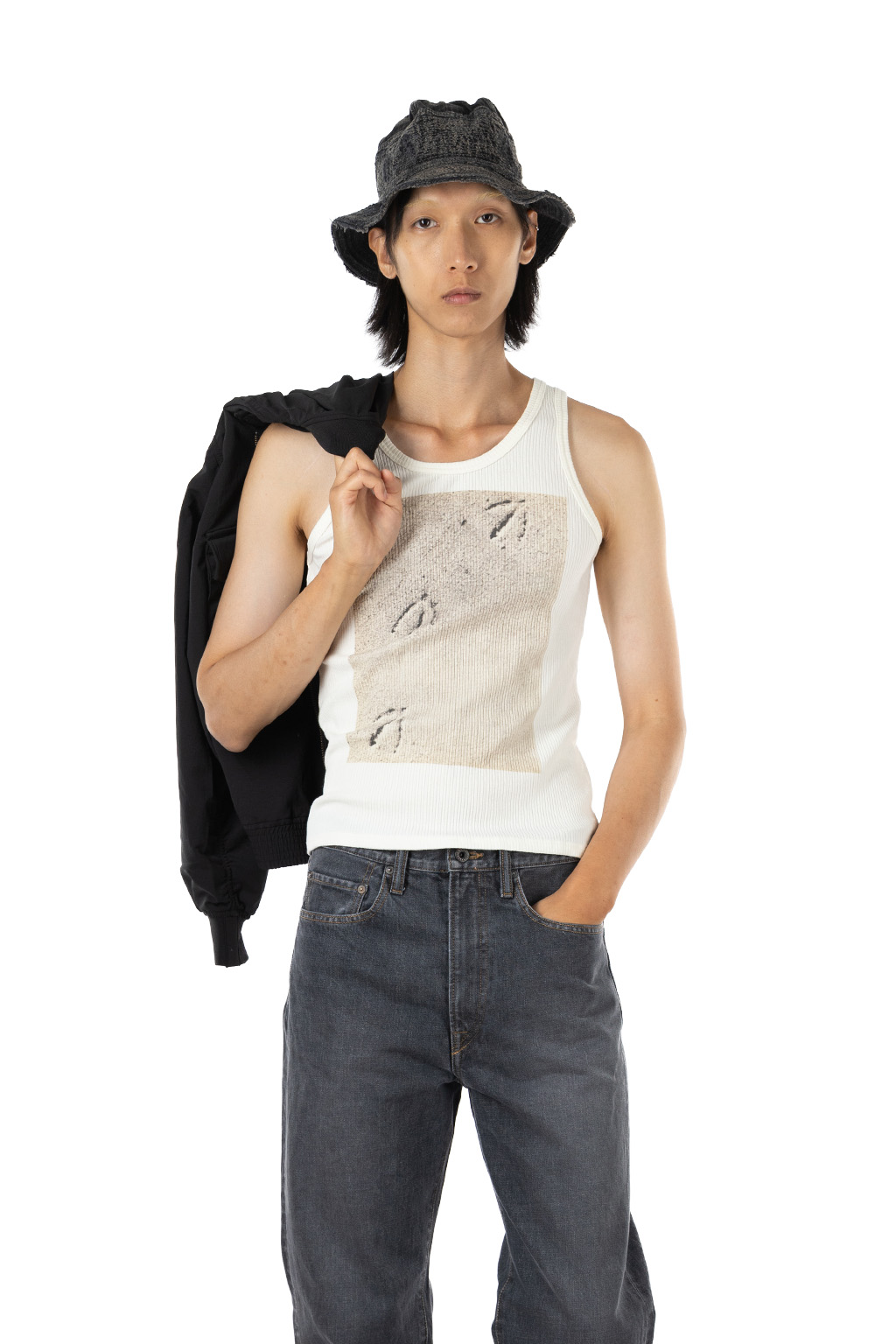 Kapital - 60-2 Stretch Jersey Tank Top (GULL FOOT) - White