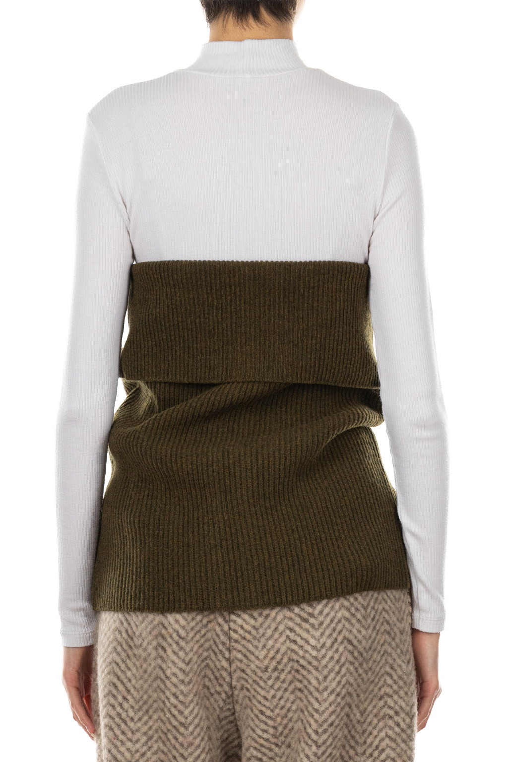 Kapital - 7G Rib Knit ZIP UP Cape - Khaki