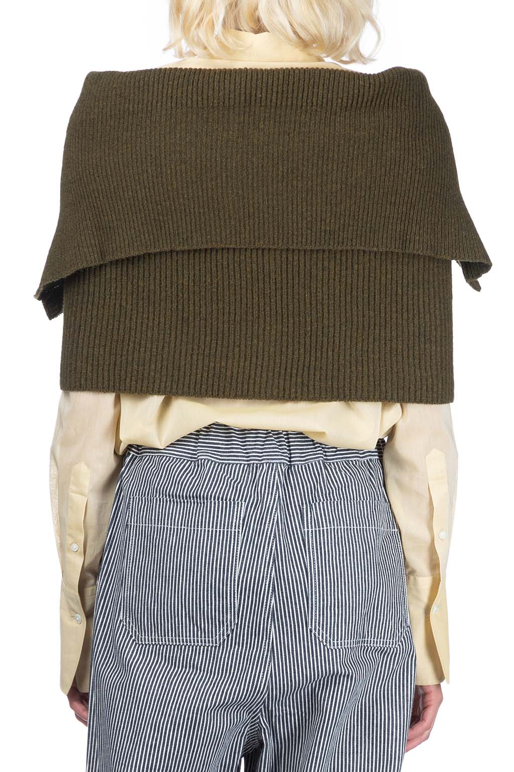 Kapital - 7G Rib Knit ZIP UP Cape - Khaki