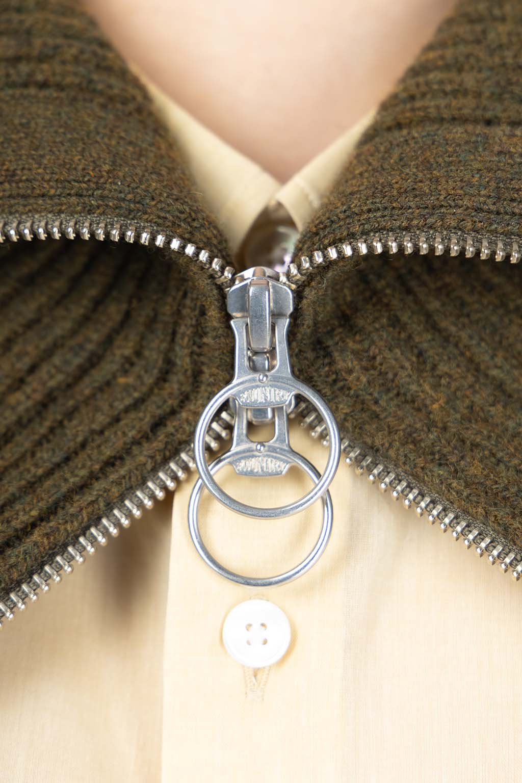 Kapital - 7G Rib Knit ZIP UP Cape - Khaki