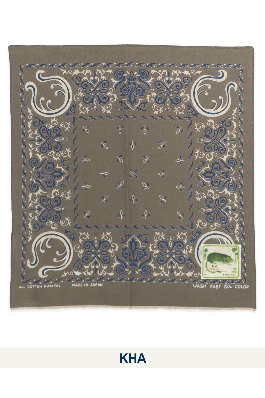 Kapital - Fastcolor Selvedge Bandanna (Antler NAJA) 15x15- Small