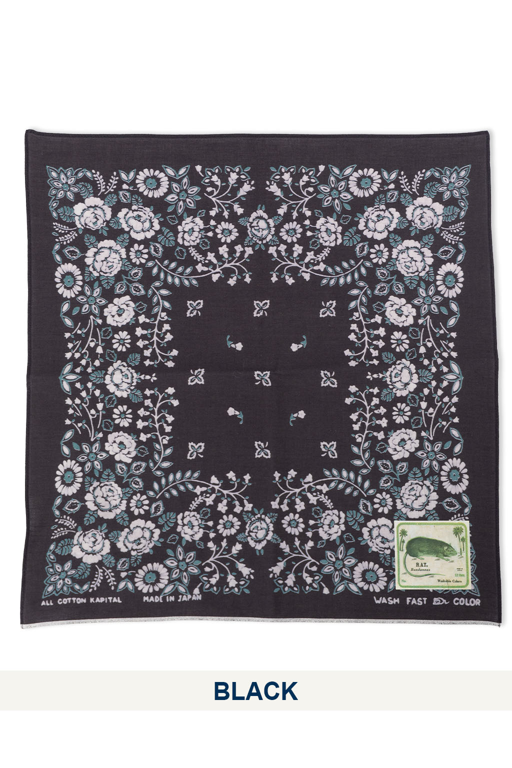 Kapital - Fastcolor Selvedge Bandanna (CHURCHILL GARDEN) 15x15