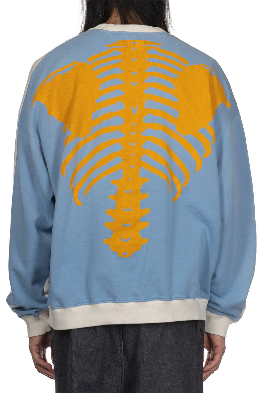Kapital Fleece Knit 2Tones Remake BIG SWT (BONE) - Natural x Saxe Blue