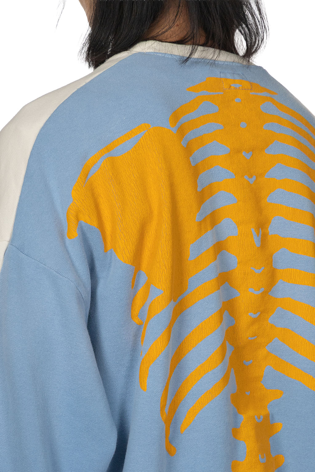 Kapital Fleece Knit 2Tones Remake BIG SWT (BONE) - Natural x Saxe Blue