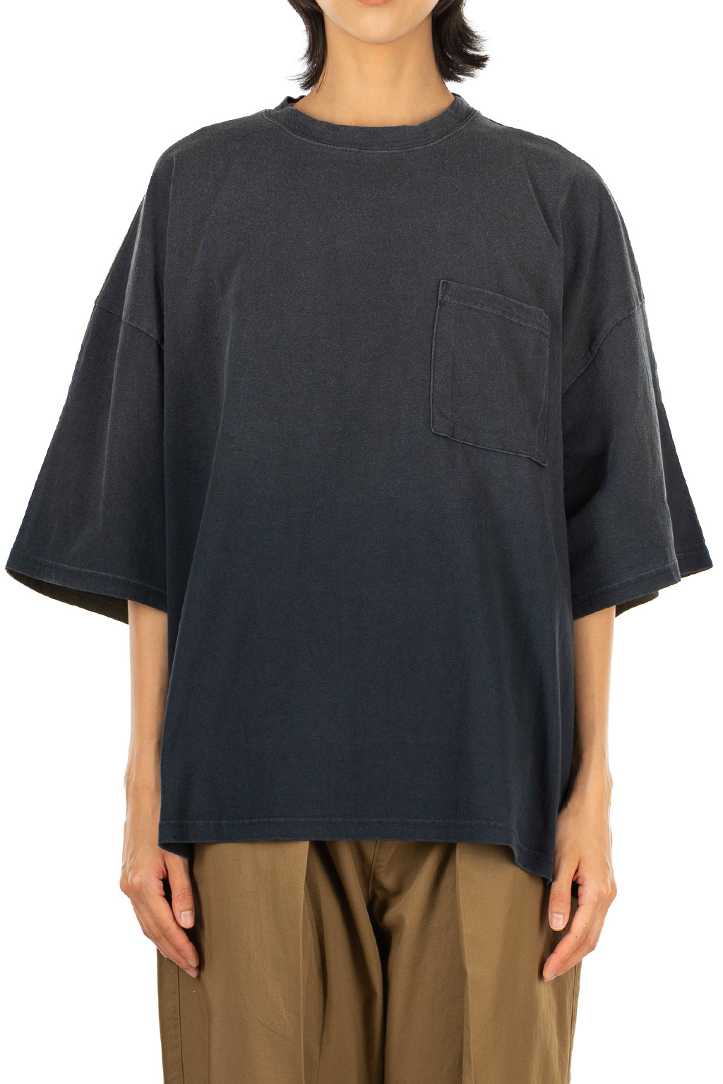 Kapital Jersey 2TONES BIG Pocket T (BONE) - Black x Khaki