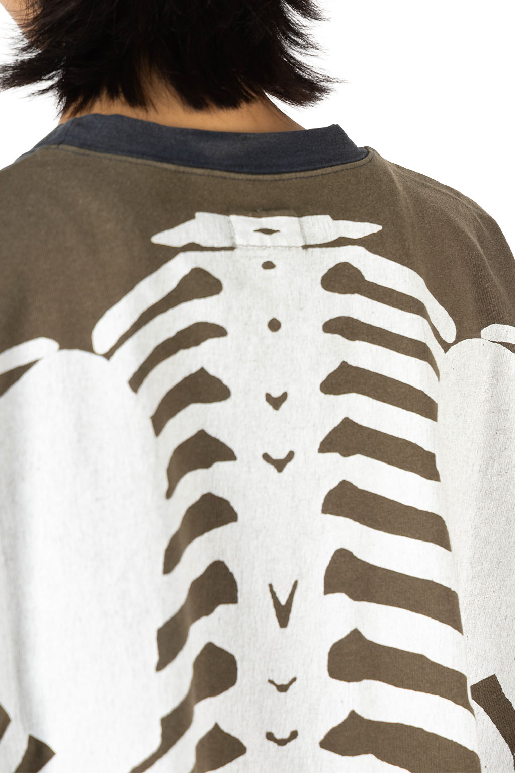Kapital Jersey 2TONES BIG Pocket T (BONE) - Black x Khaki