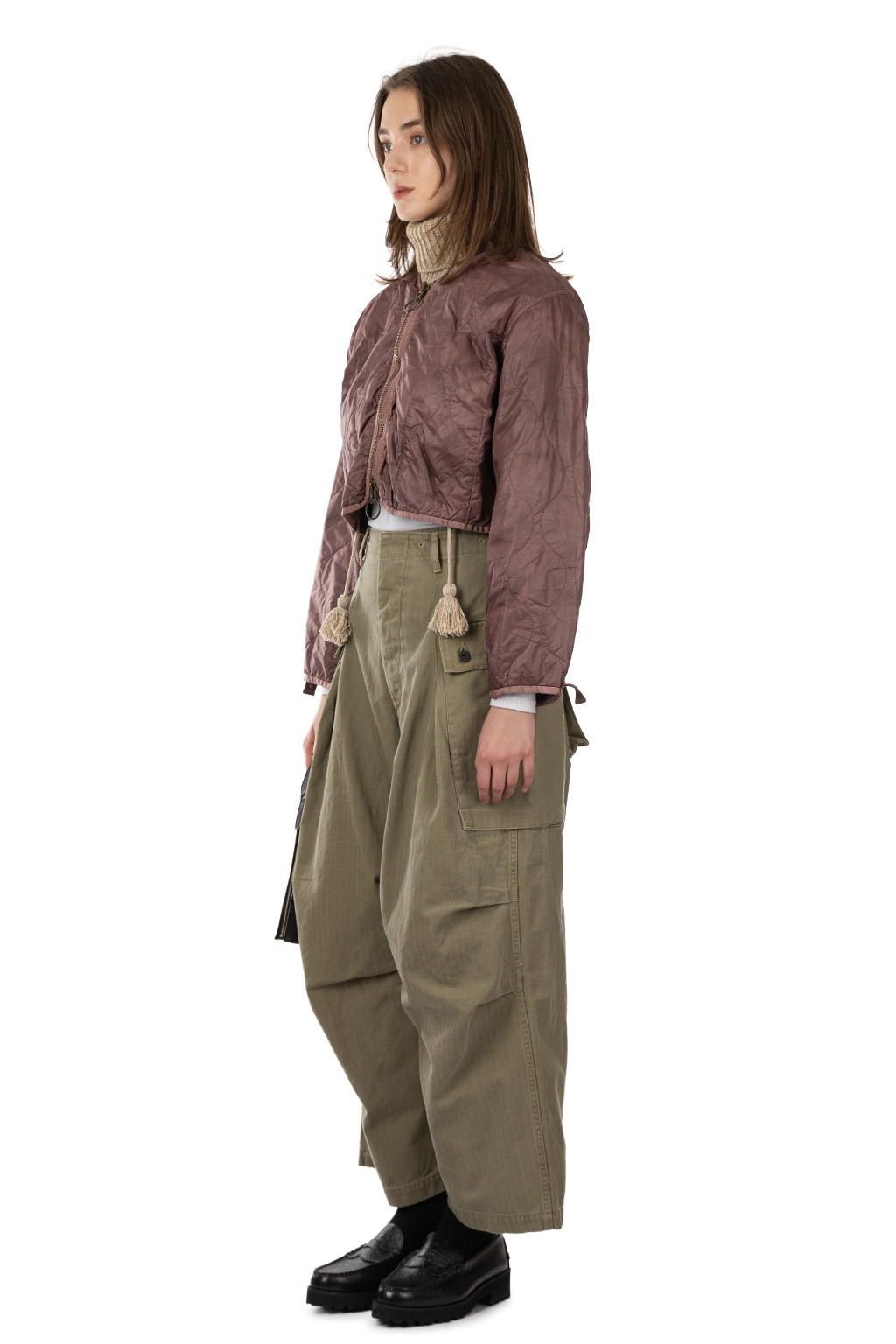 Kapital - Nylon Quilting Dip-Dye Lining Cropped Bolero - Enji