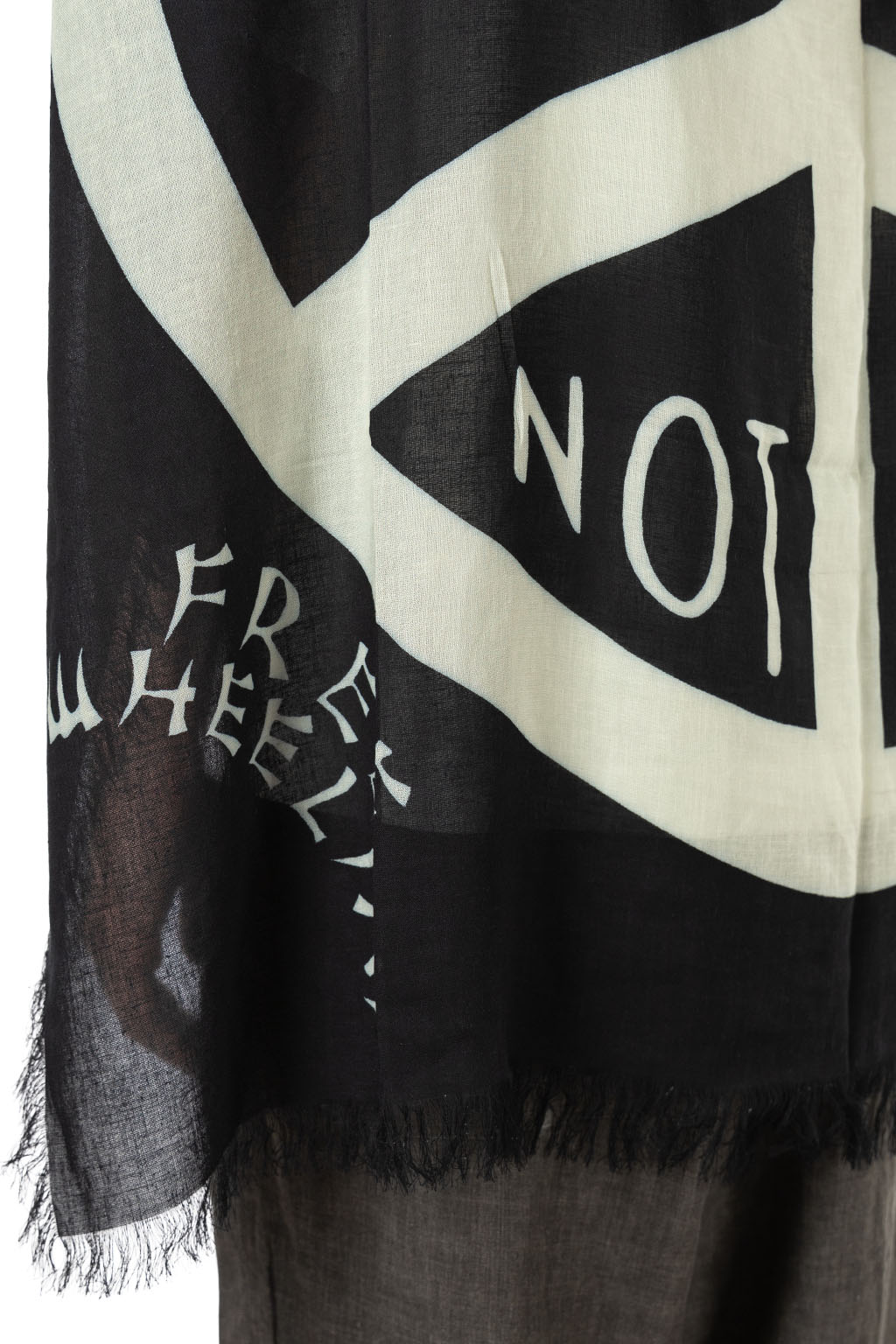 Kapital - Rayon Fringed Square Stole (GIANT PEACE) - Black