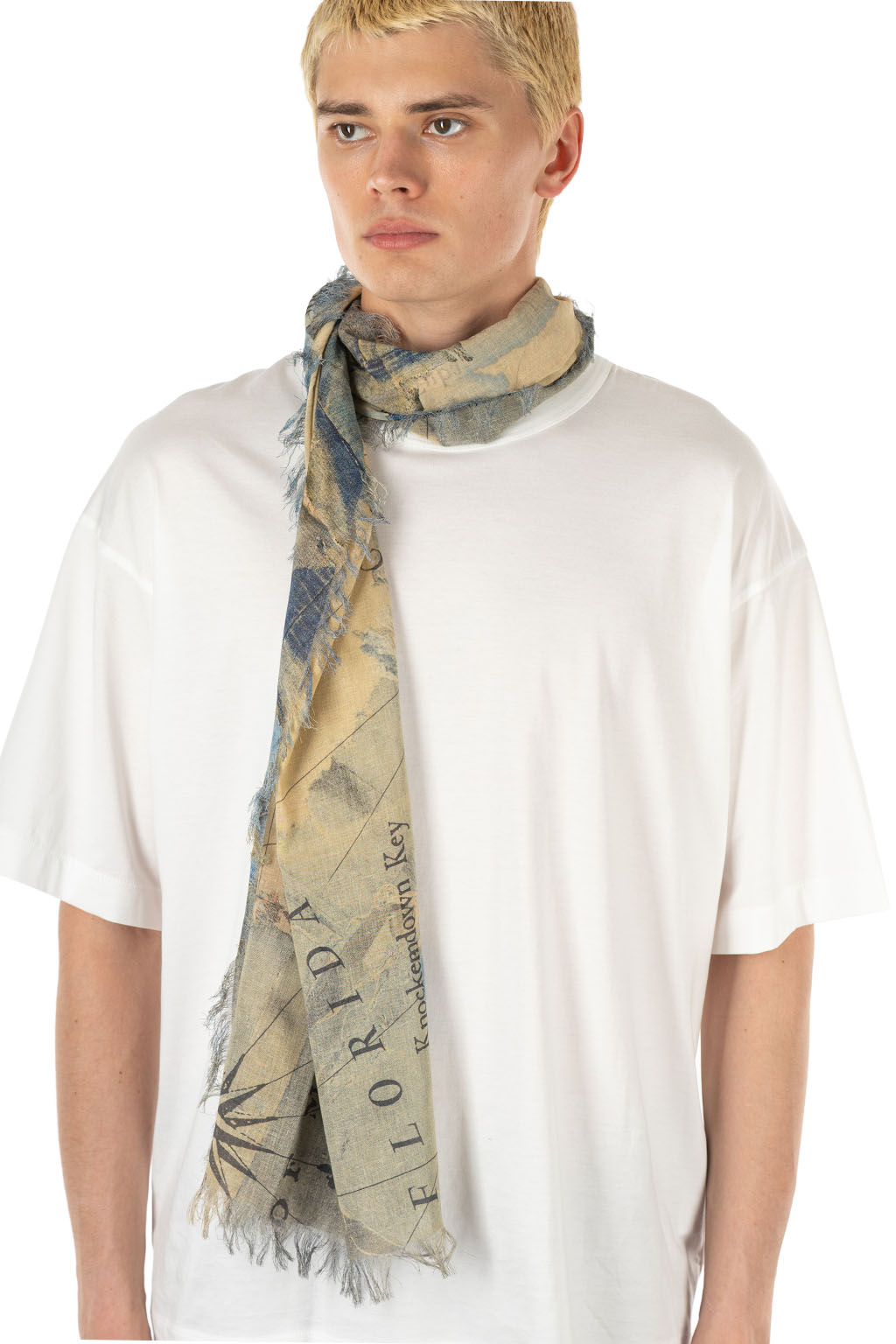 Kapital - Rayon Fringed Stole (KAYO FUESO Denim Map) - Blue