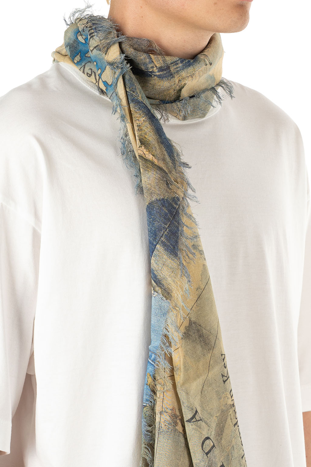 Kapital - Rayon Fringed Stole (KAYO FUESO Denim Map) - Blue