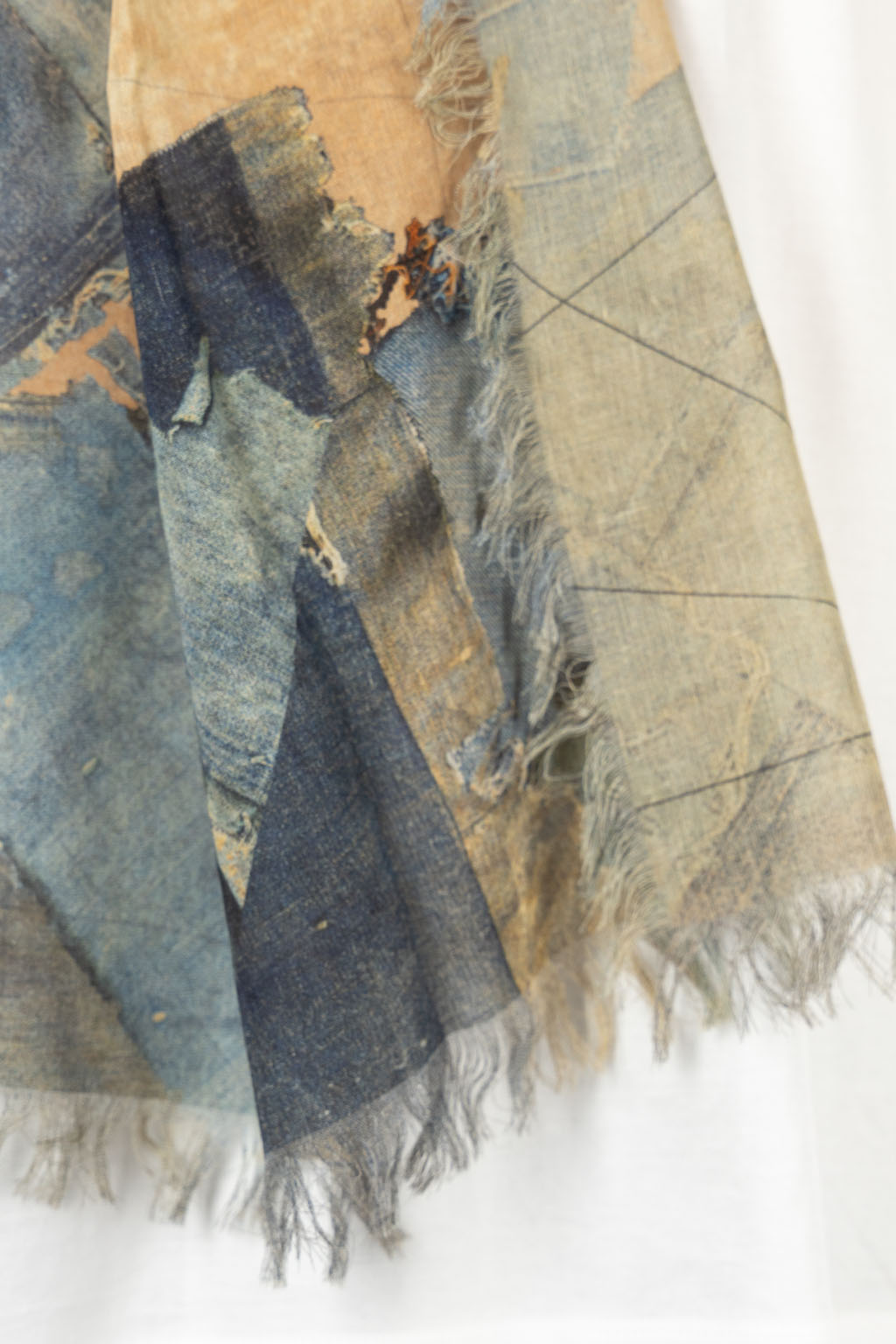 Kapital - Rayon Fringed Stole (KAYO FUESO Denim Map) - Blue