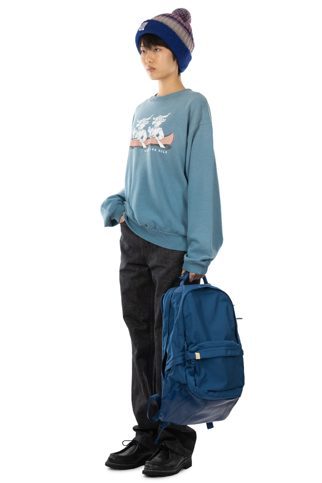 Kapital - SWT Knit Crew SWT("L" LONGHORN) - Turquoise