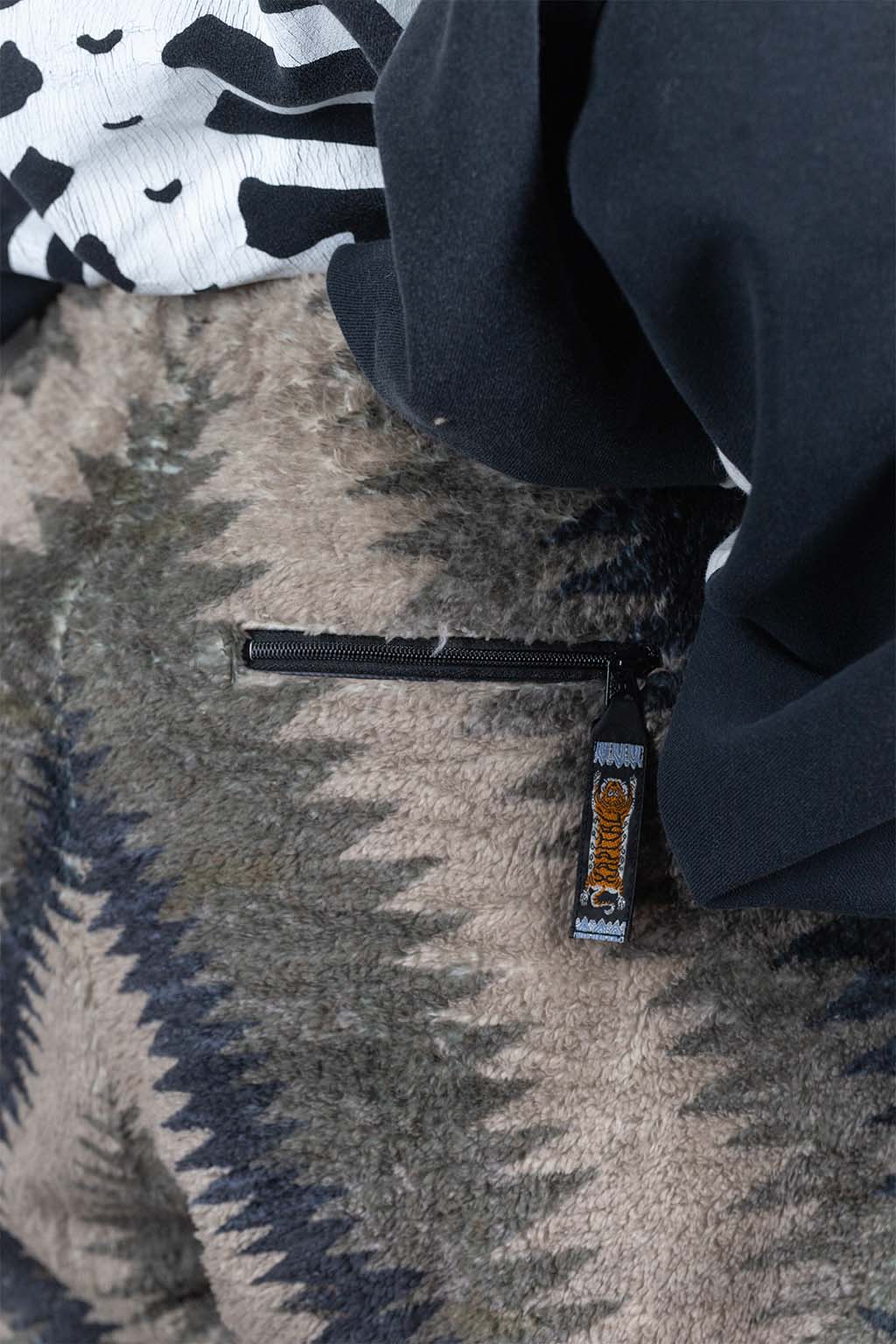 Kapital THUNDER MOTHER Fleece EASY Pants - Grey x Beige