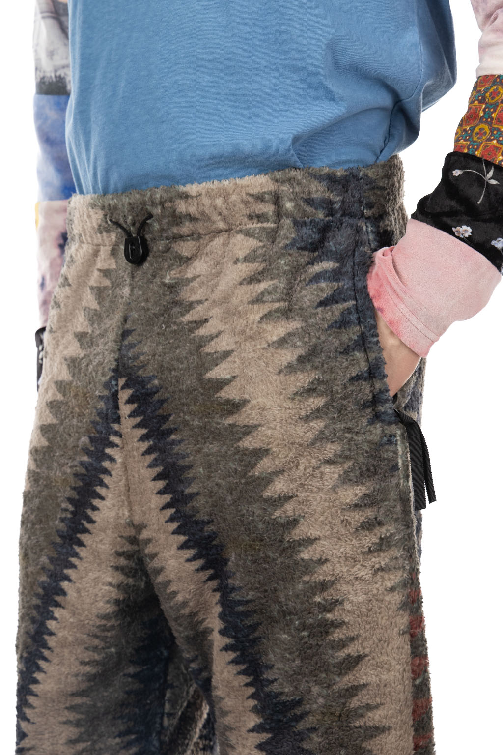 Kapital THUNDER MOTHER Fleece EASY Pants - Grey x Beige