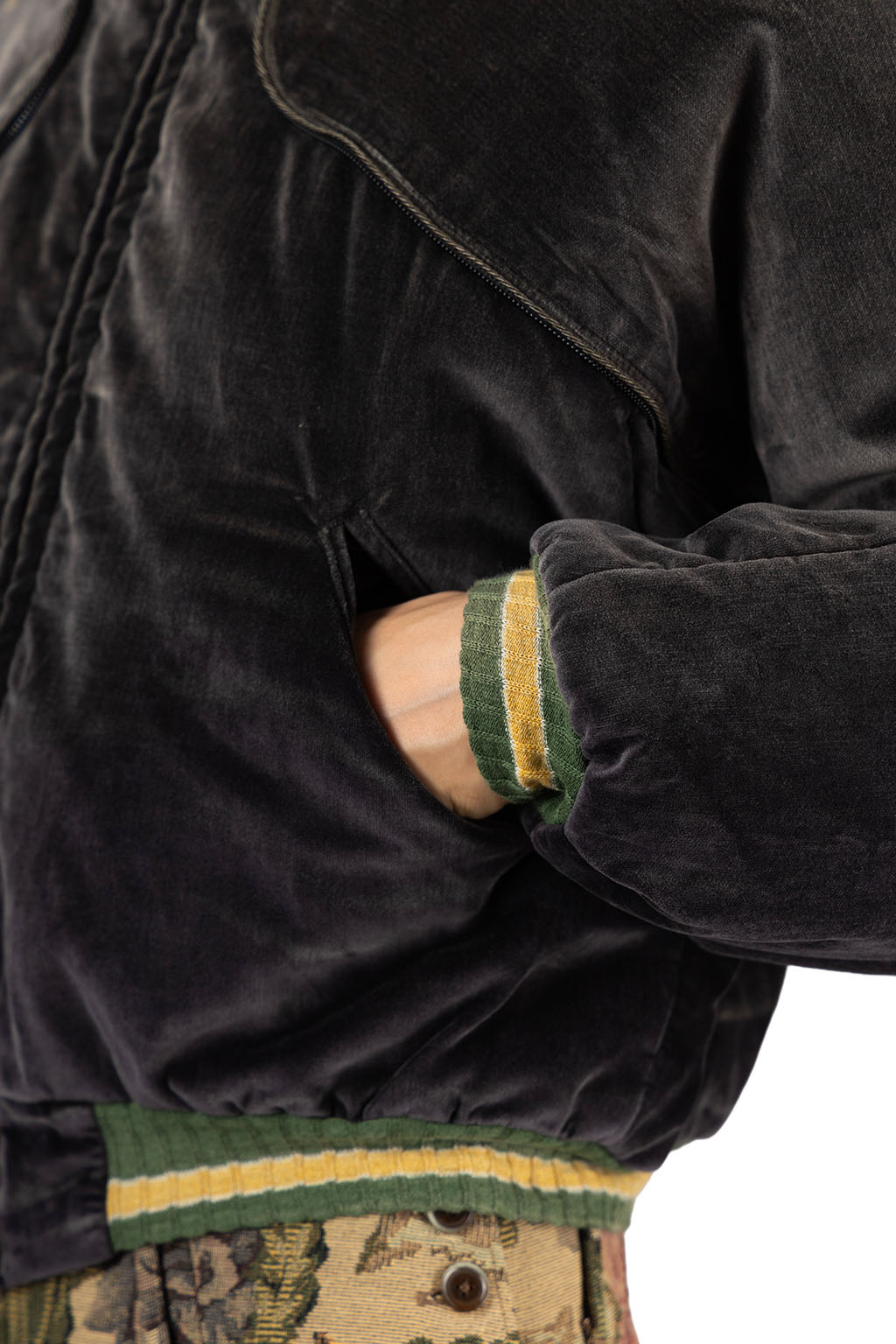 Kapital - Velveteen SHAM BOMBER Drizzler JKT - BLK
