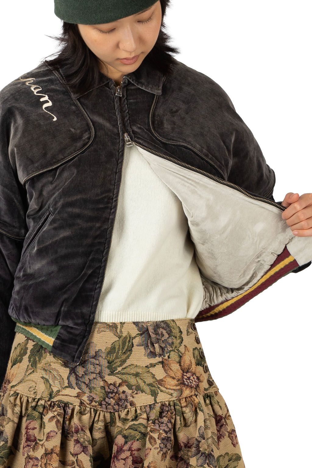 Kapital - Velveteen SHAM BOMBER Drizzler JKT - BLK