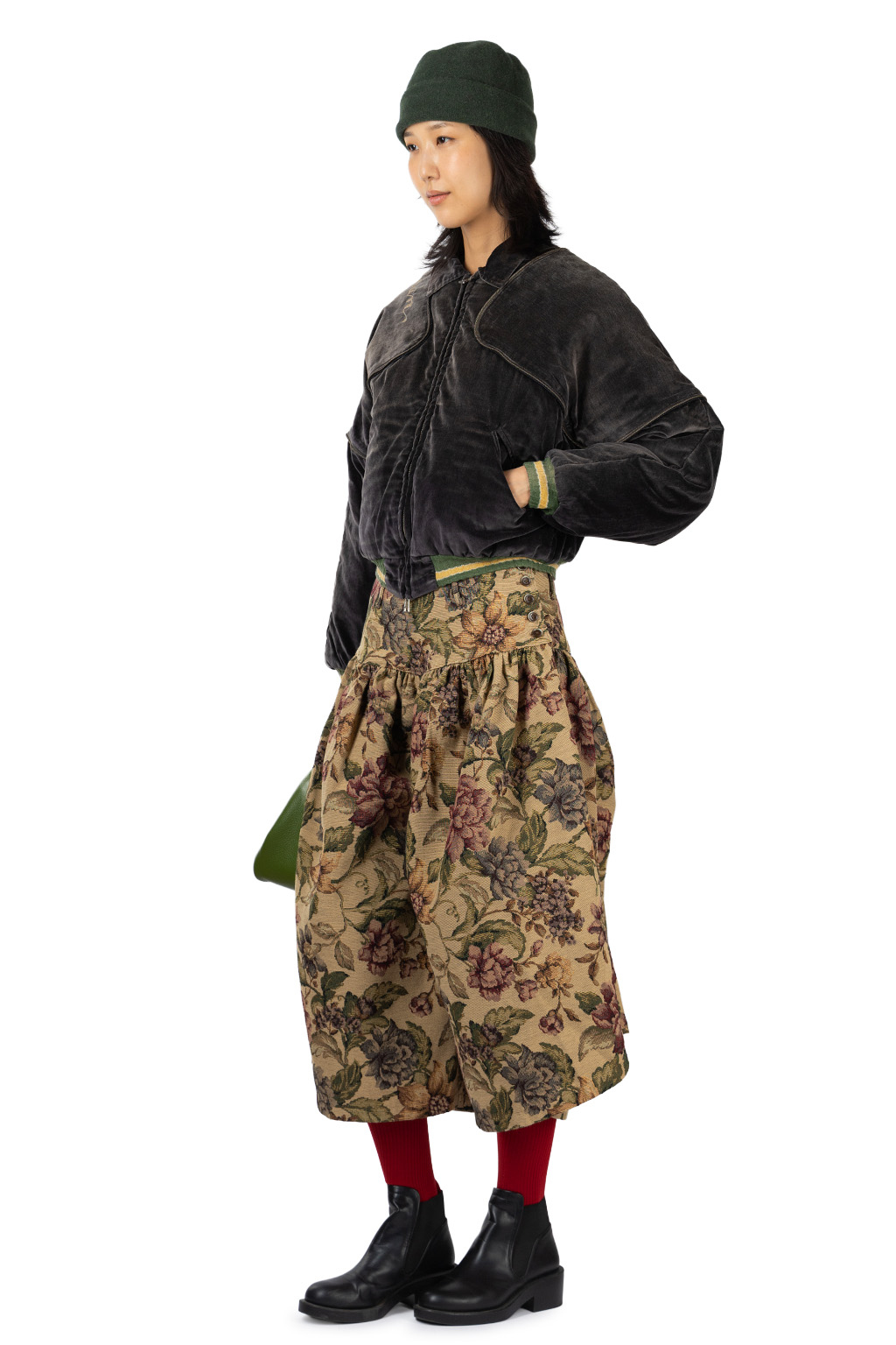 Kapital - Velveteen SHAM BOMBER Drizzler JKT - BLK