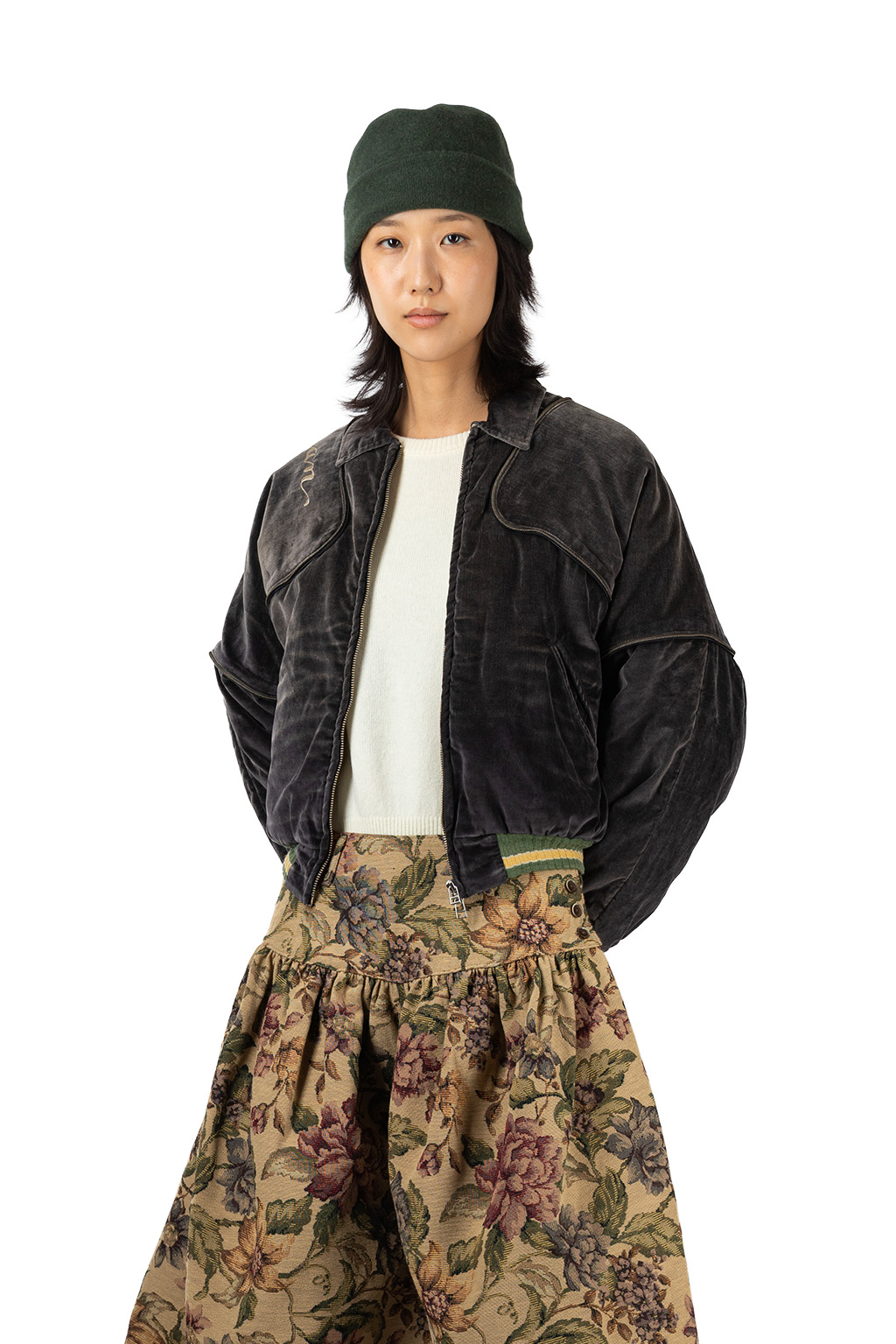 Kapital - Velveteen SHAM BOMBER Drizzler JKT - BLK