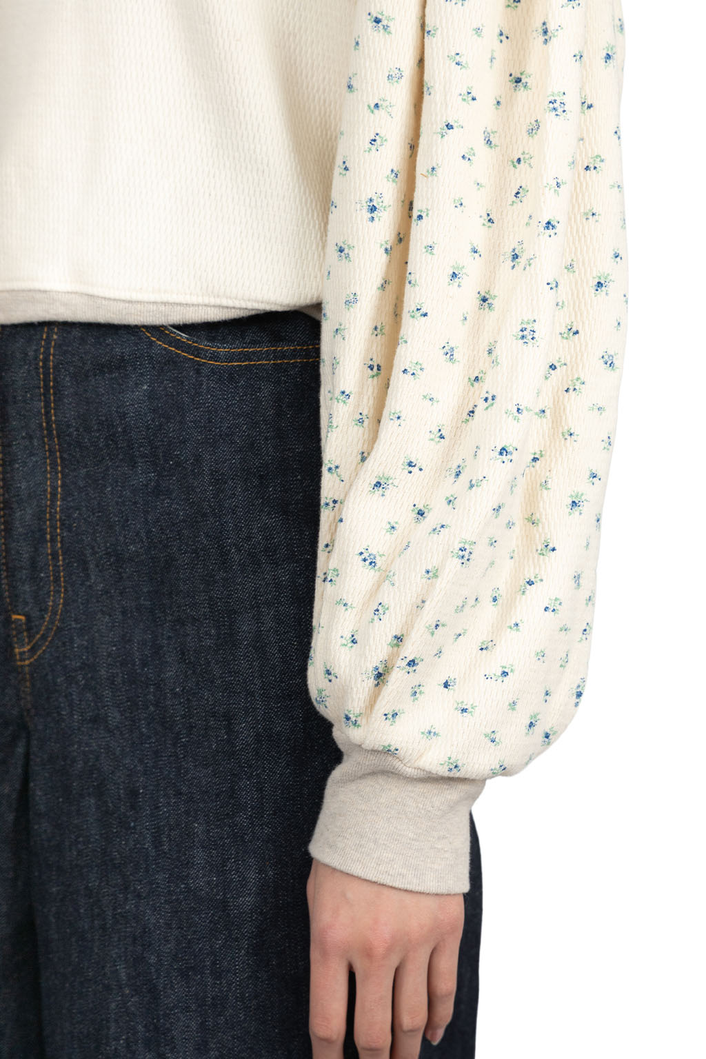 Kapital - Waffle Jersey Carico 2TONES Bouffant SWT - Blue