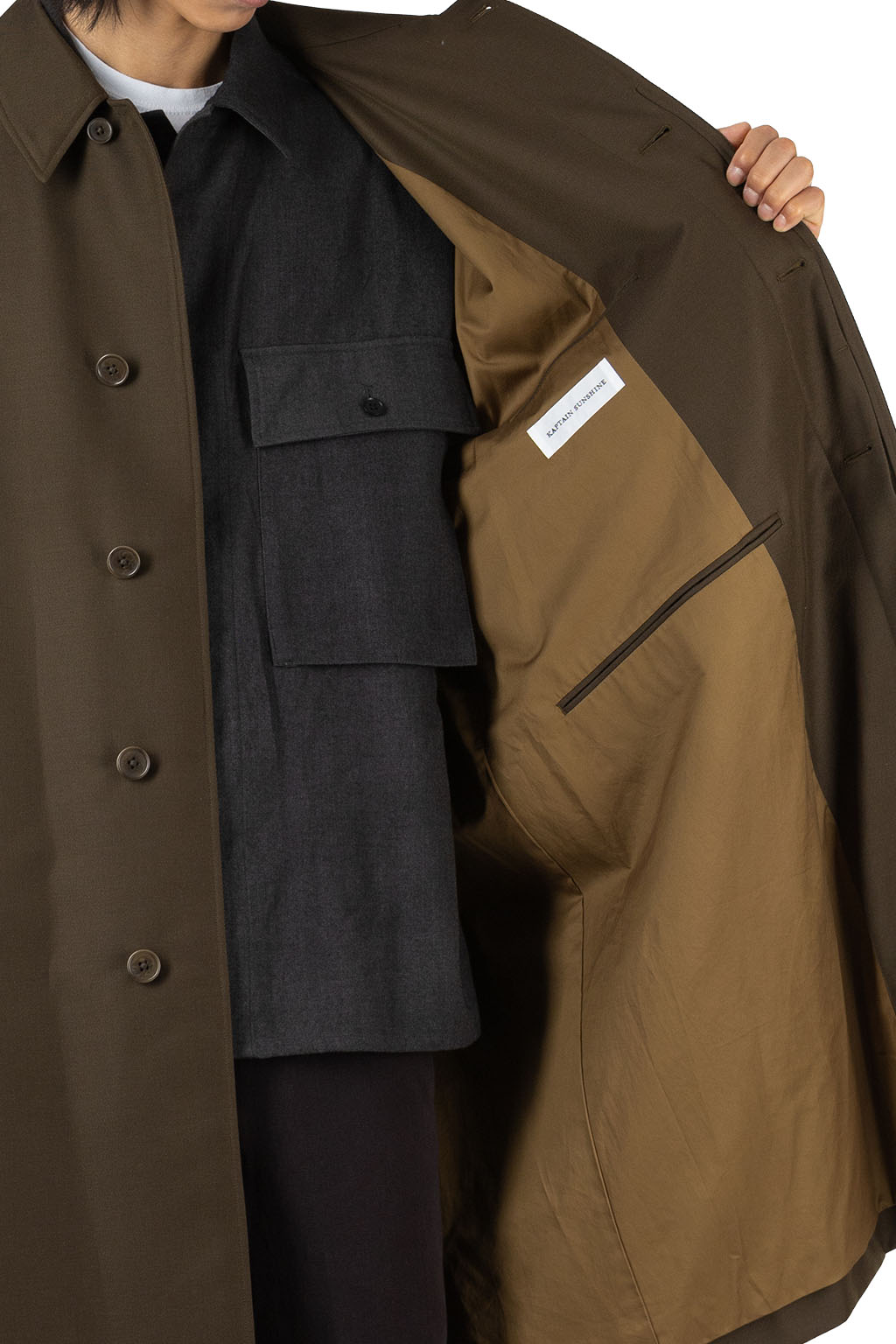 Kaptain Sunshine - Wool Cavalry Walker Coat - Olive