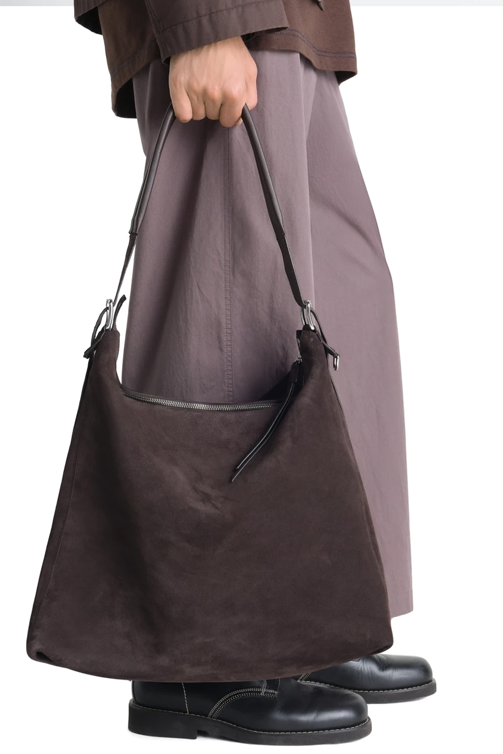 Lemaire - Belt Hobo Bag - Suede - Ebony Brown