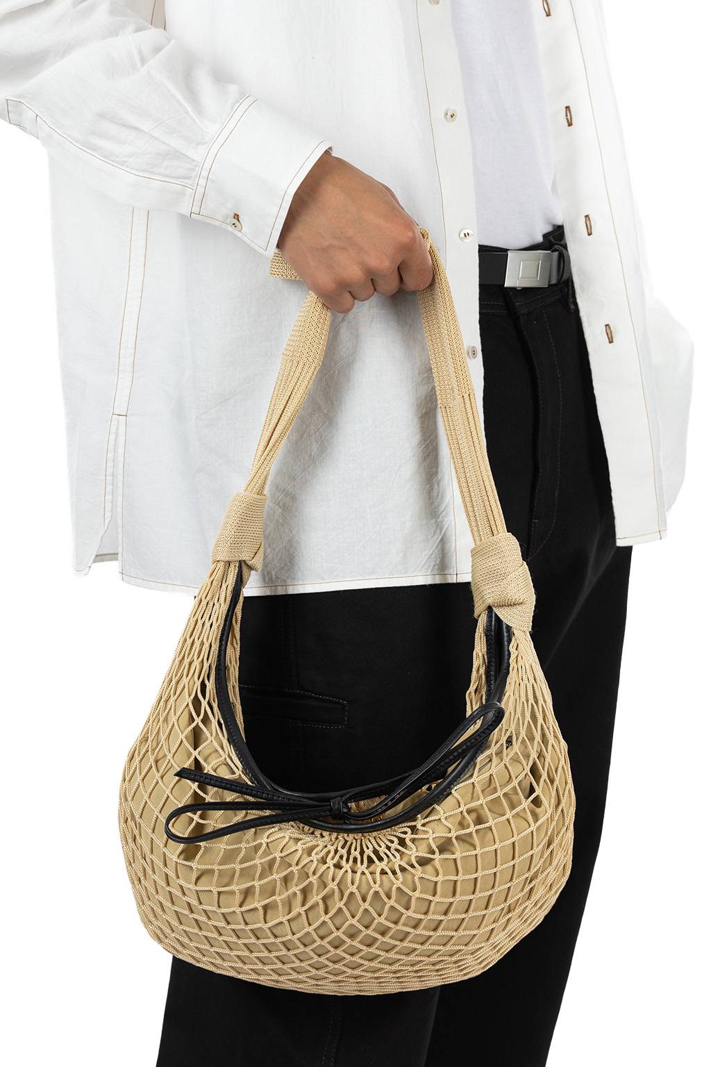 Lemaire - Croissant Filt Bag - Polyester Net - Light Beige