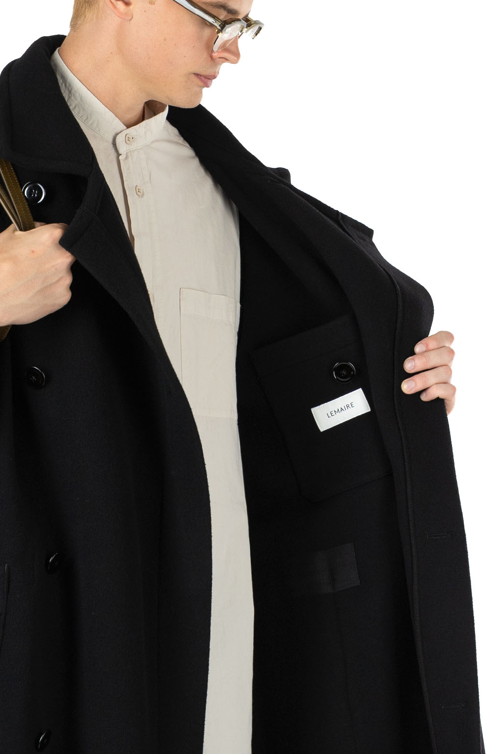 Lemaire - Wrap Coat - Wool - Black