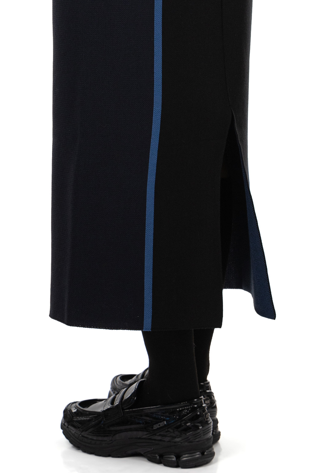 Mame Kurogouchi - Geometric Pattern Knitted Skirt - Navy