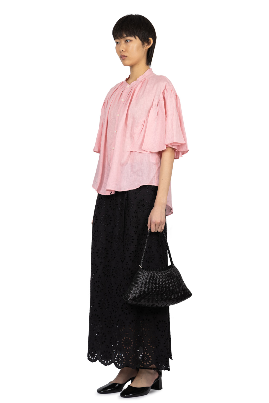 Manon - Fan Sleeve Linen Shirt - Pink