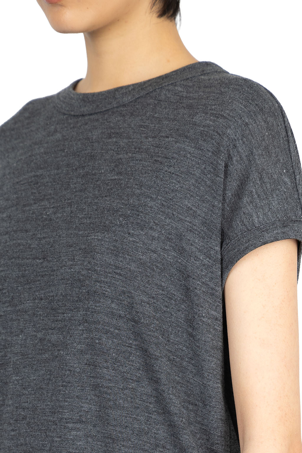 Manon - Summer Wool French Sleeve Top - Charcoal