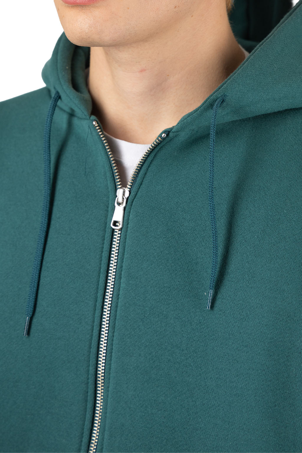 Manual Alphabet - Azuma Brushed Full-Zip Sweater - Emerald