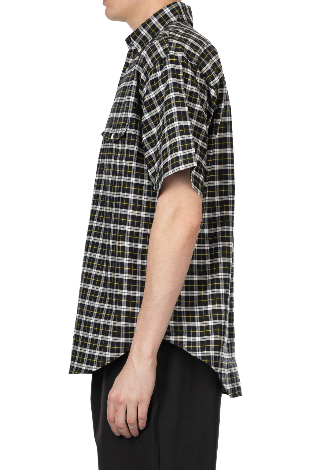 Manual Alphabet - OX Check Pullover SS BD Shirt - Navy x White