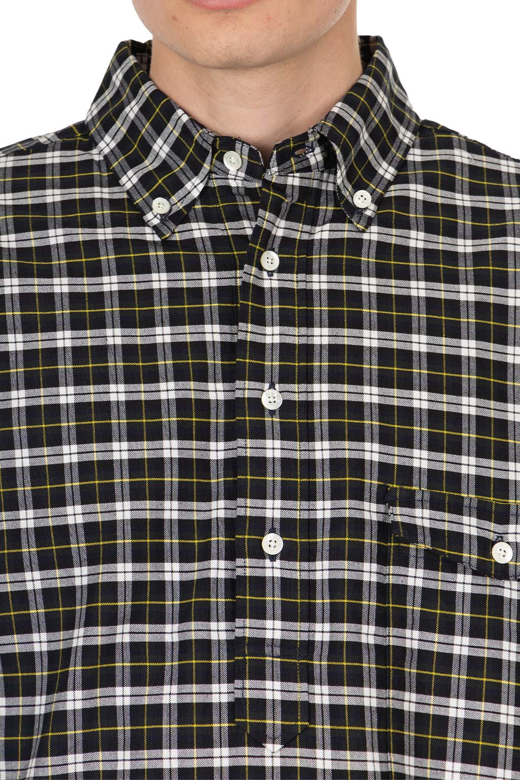 Manual Alphabet - OX Check Pullover SS BD Shirt - Navy x White