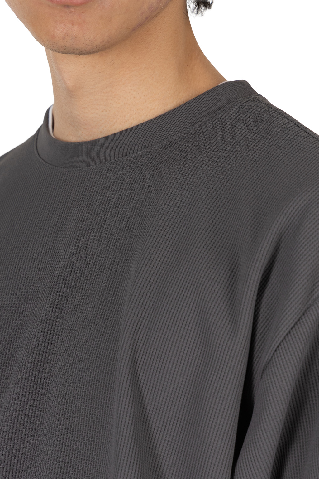 Manual Alphabet - Oversized PE Waffle Round Tee - Charcoal