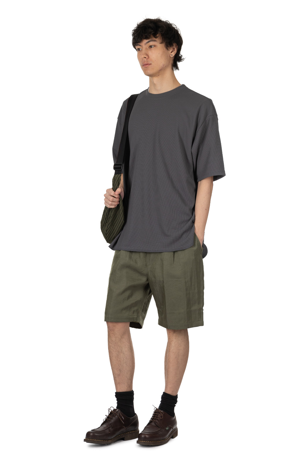 Manual Alphabet - Oversized PE Waffle Round Tee - Charcoal