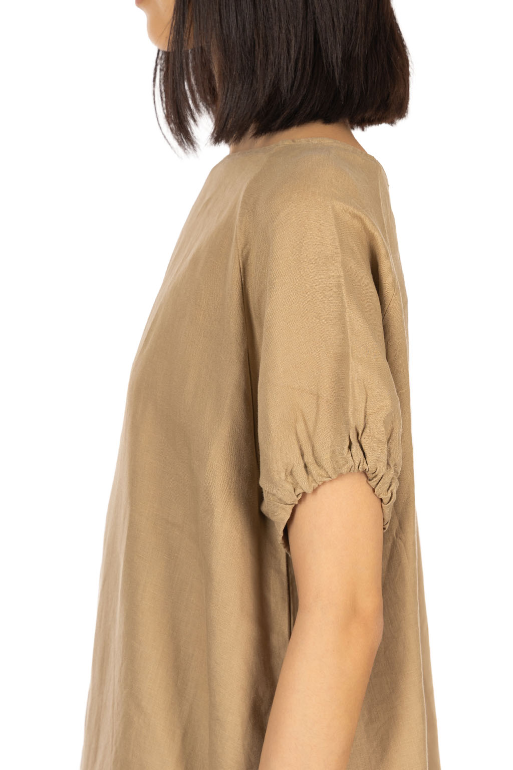 NARU  - French Linen Raglan Sleeve Tunic - Light Brown