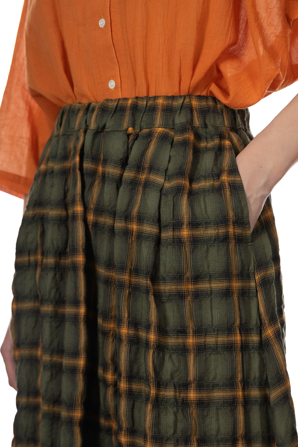 NARU  - Herringbone Shearling Skirt - Khaki