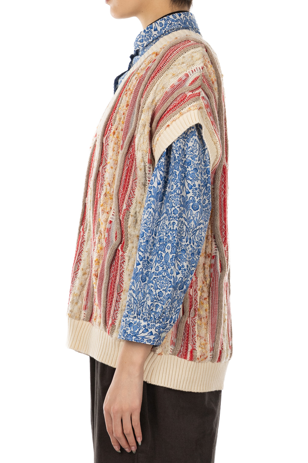 NARU  - Marble Wave Crew Neck Vest  - Red