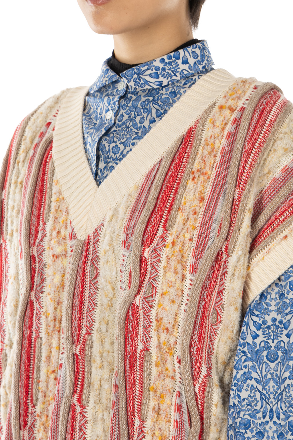 NARU  - Marble Wave Crew Neck Vest  - Red