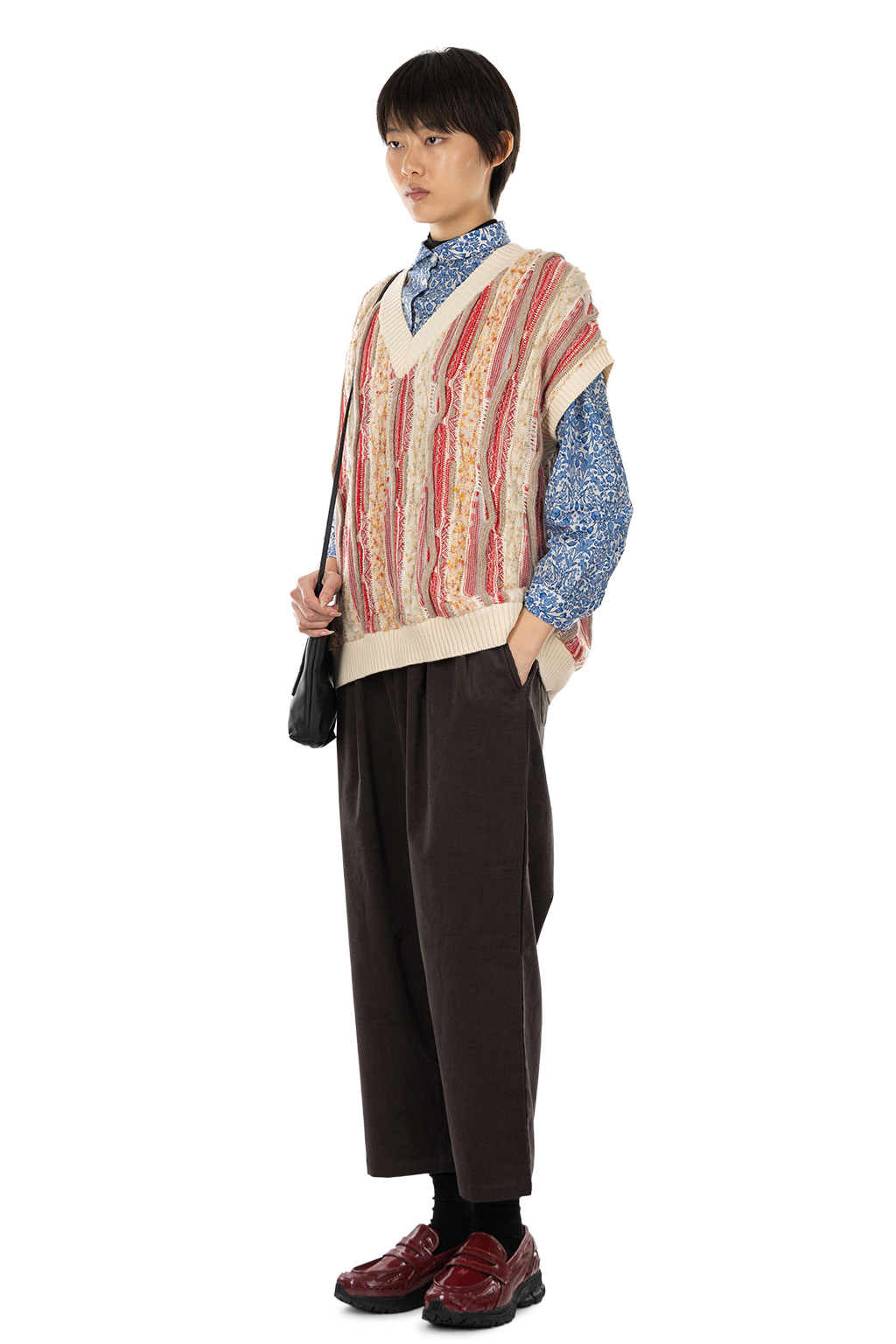 NARU  - Marble Wave Crew Neck Vest  - Red