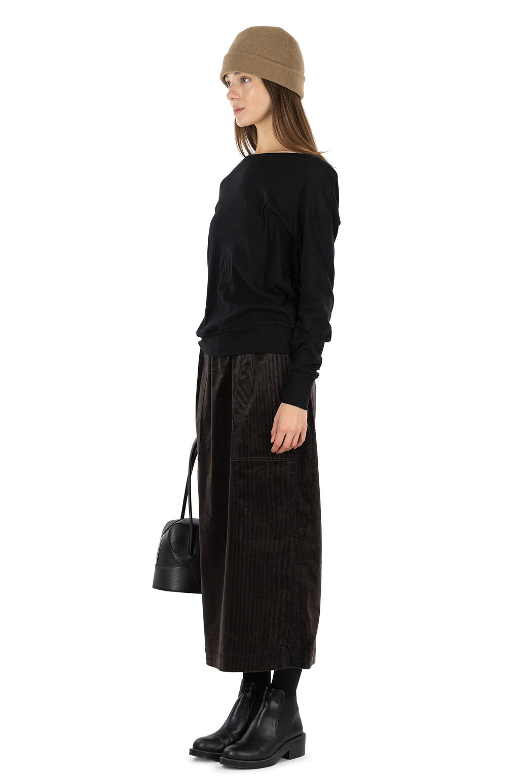 NARU  - Soft Rib Crew Neck Pullover- Black