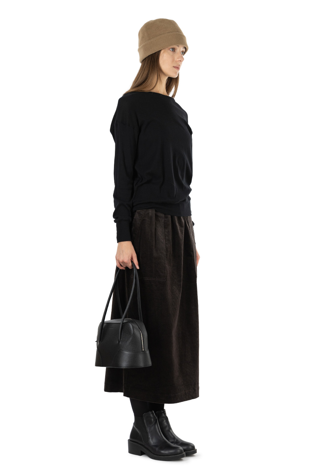 NARU  - Soft Rib Crew Neck Pullover- Black