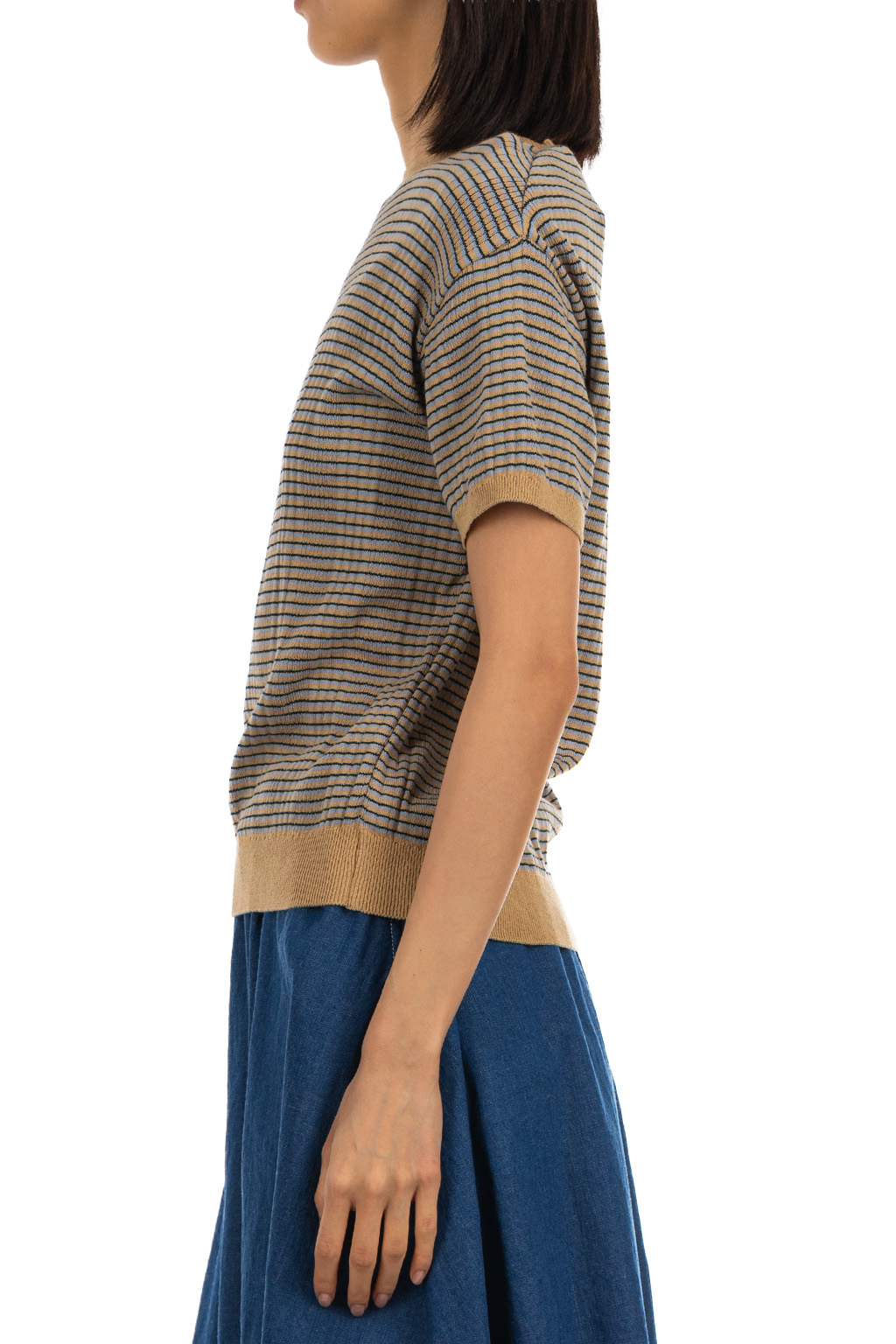 NARU  - Stripe Short-Sleeved Knit