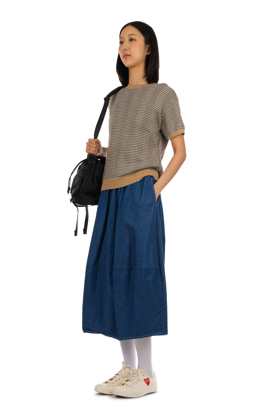 NARU  - Stripe Short-Sleeved Knit