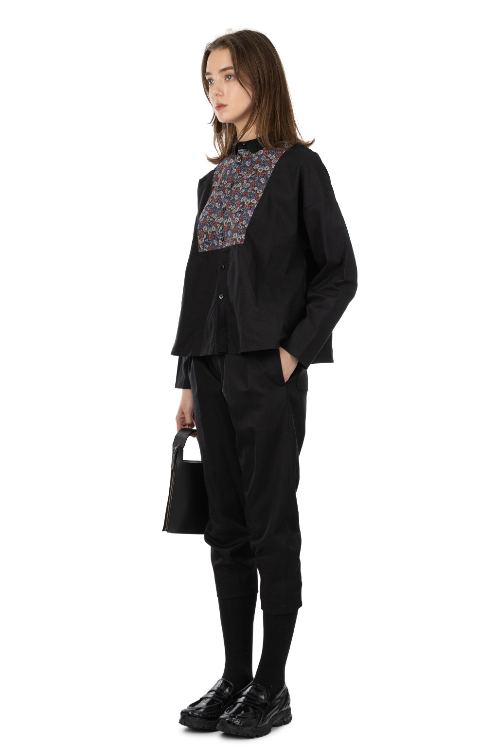 NARU  - Viyella Flower Print York Shirt - Black