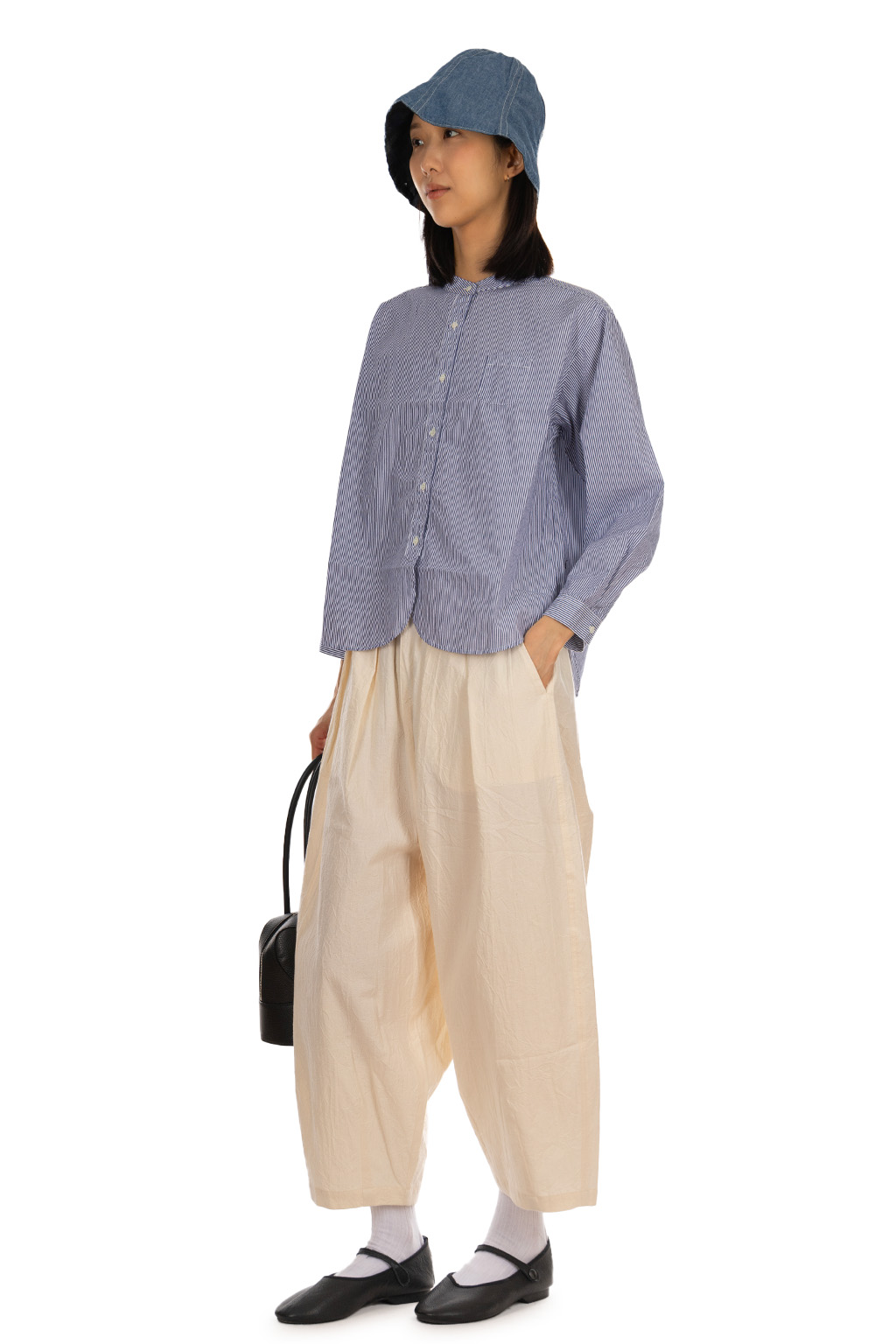 Nachukara - Broadcloth Band Collar Shirt