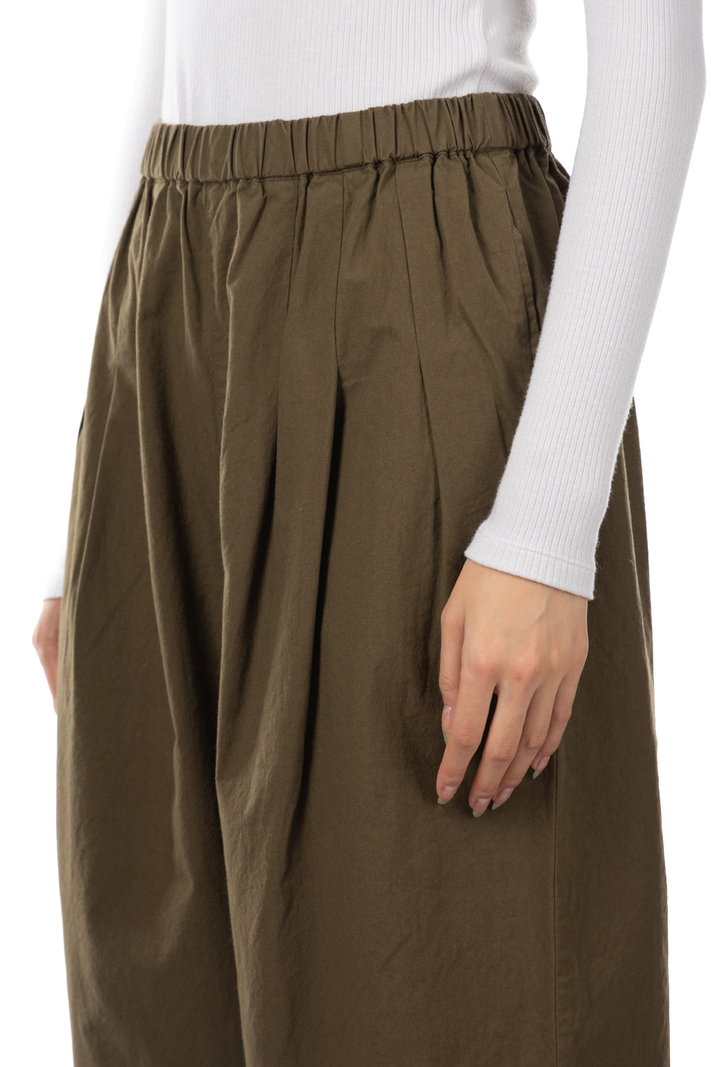 Nachukara - Cotton Horsecloth Tuck Pants - Khaki