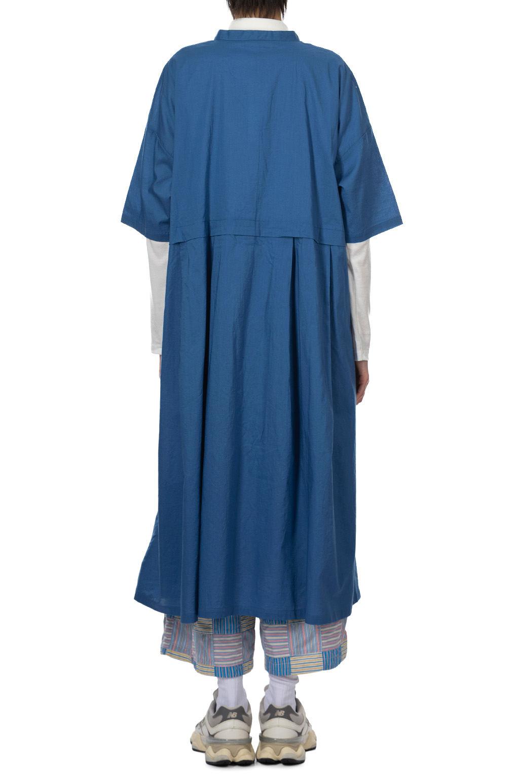 Nachukara - Cotton Lawn Short Sleeve Tuck Dress - Blue